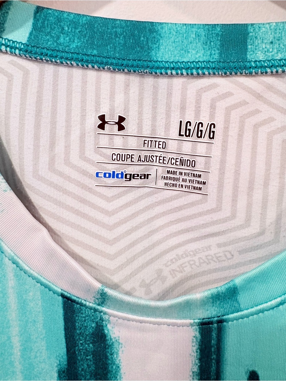 Under Armour ColdGear Fitted Long Sleeve Running Top Teal Print Size L - Picture 4 of 7